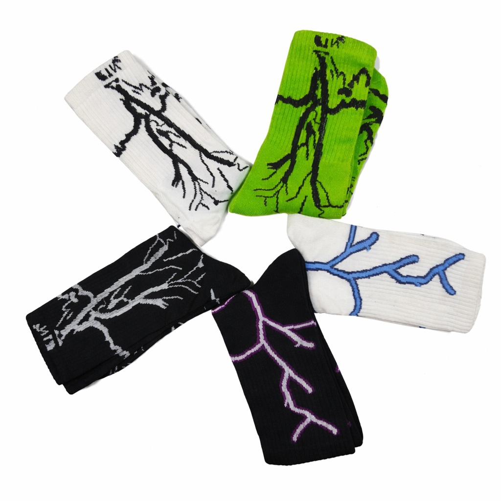 Men’s Streetwear Lightning Graphic Athletic Crew Socks