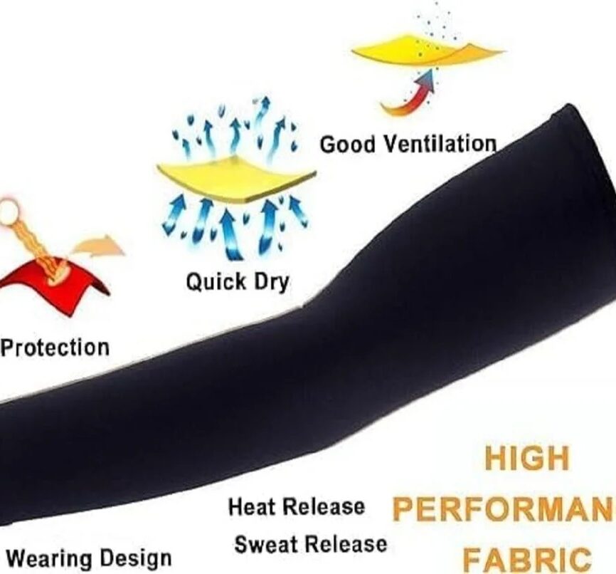 Black Cooling Arm Sleeve on Cyclist and Driver