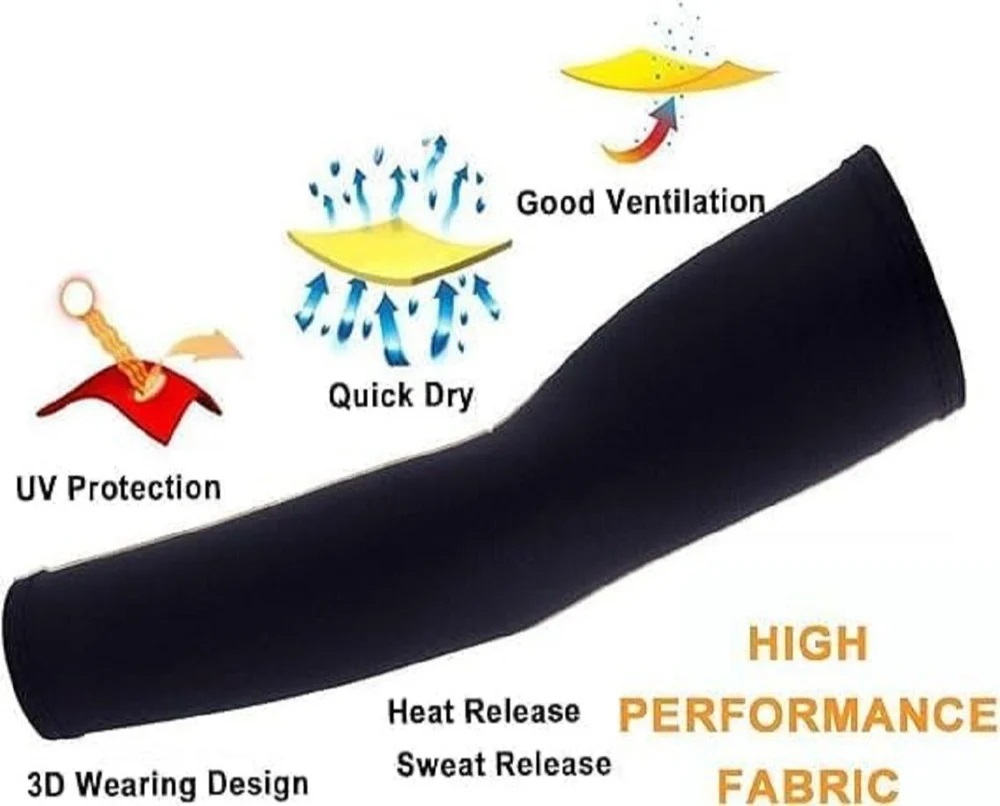 Black Cooling Arm Sleeve on Cyclist and Driver