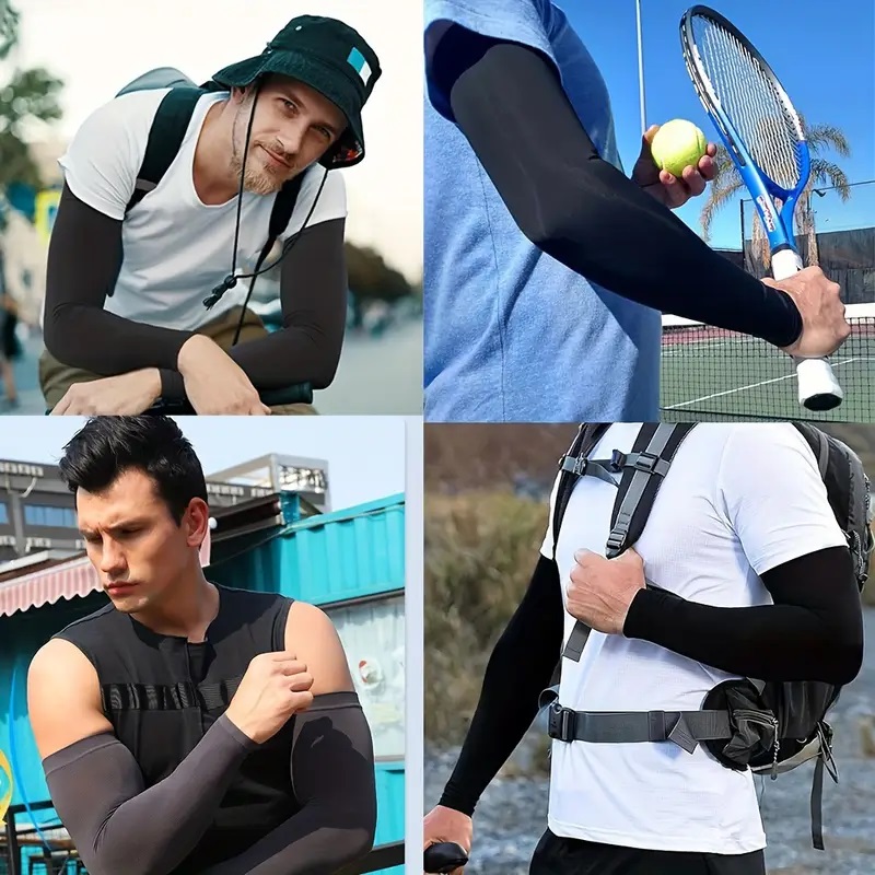 White UV Sun Protection Arm Sleeve in Outdoor Sunlight
