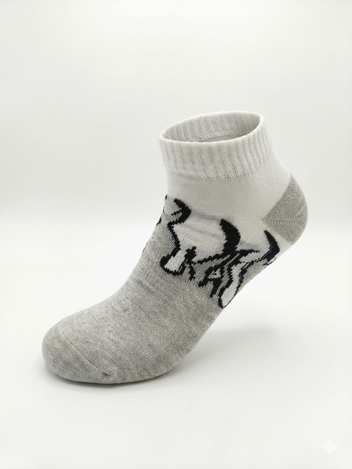 Low-Cut Flame Athletic Sock on Foot with Sneaker