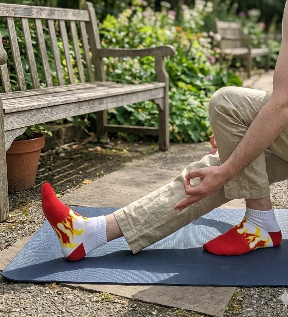 White and Black Flame Graphic Ankle Sock Profile