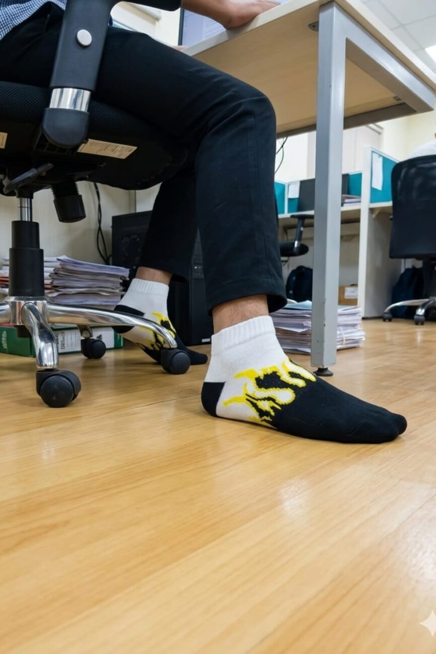 Green and Black Fire Pattern Low-Cut Sock