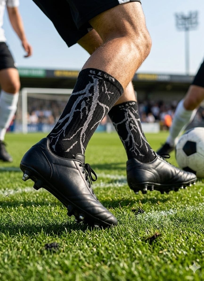 Side Profile of Flame and Lightning Graphic Socks Pair