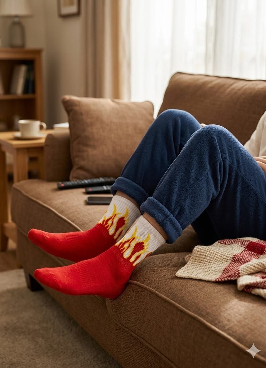 High-Definition Jacquard Knitted Flame and Bolt Details