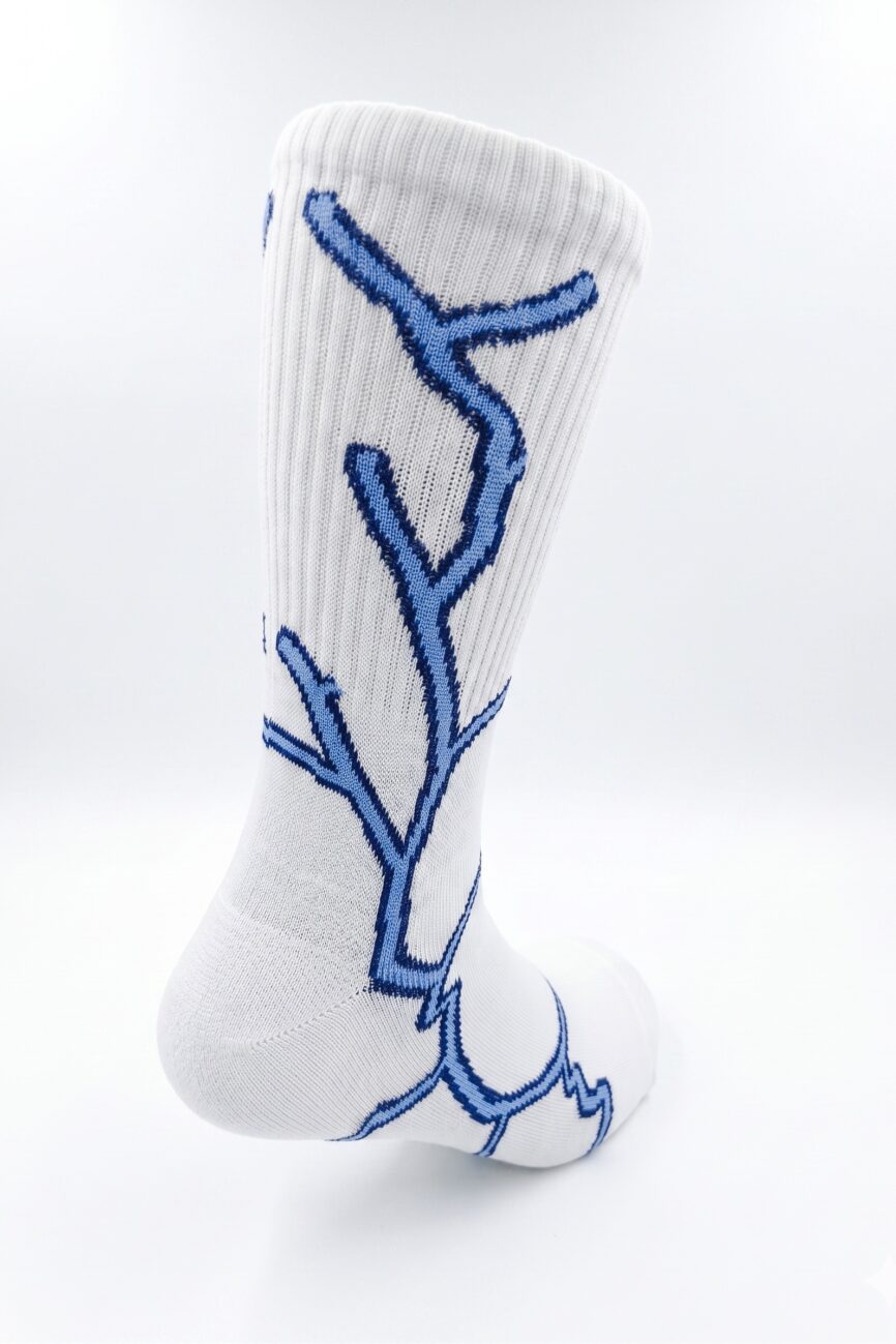Men’s Streetwear Lightning Graphic Athletic Crew Socks – Royal Blue & White