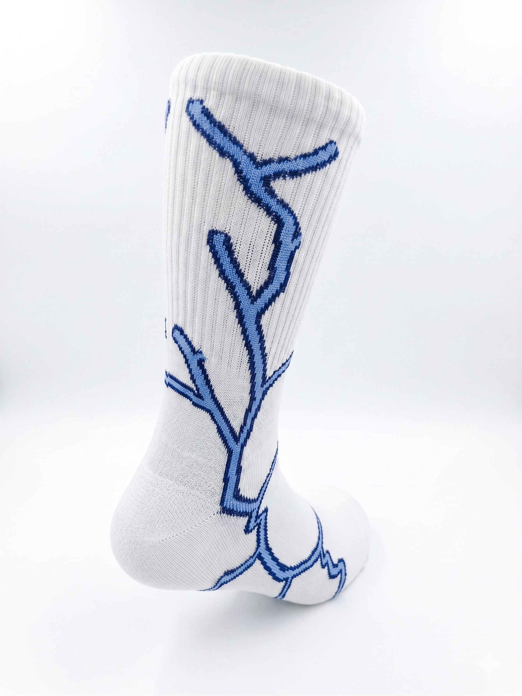 Men’s Streetwear Lightning Graphic Athletic Crew Socks – Royal Blue & White